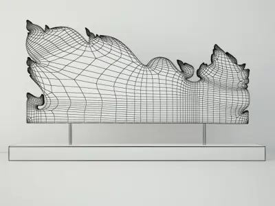 Antique Thai Monks Gilded Throne Side Panel 2 3D model