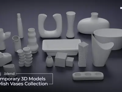 Contemporary 3D Models for Stylish Vases Collection Low-poly 3D model