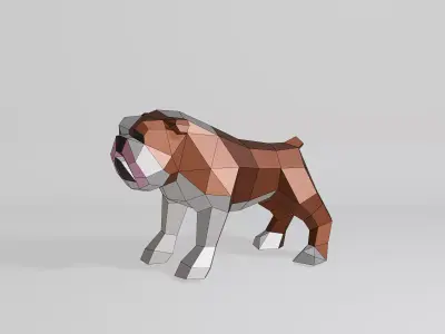 Polygonal Bulldog Low-poly 3D model