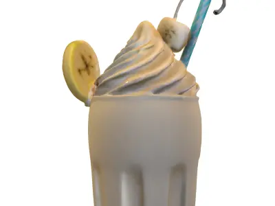 Banana Milkshake Low-poly 3D model