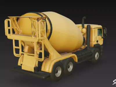 Concrete Mixer Truck Low-poly 3D model