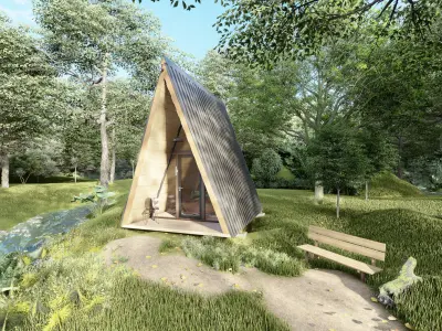 Timber Frame Architectural a frame house fully details 3D model