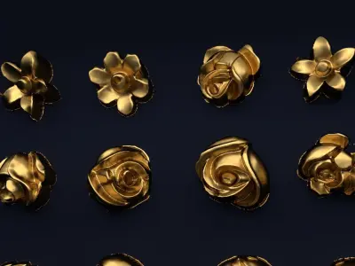 Flowers decor ornament v-3D model 01 3D model