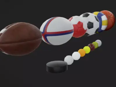 Sports Objects Low-poly 3D model