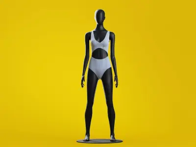 Woman swim Cutout Button-up One-piece 3D model