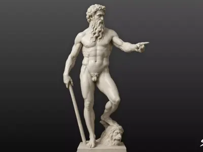 Heracles Statue Low-poly 3D model