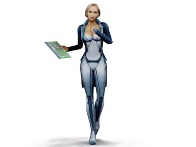 Slimy Woman Scientist - Doctor Female - Blonde Girl Commander Low-poly 3D model