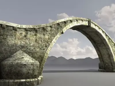 Bridges stone tower Low-poly 3D model