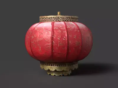 Chinese red lantern   Low-poly 3D model