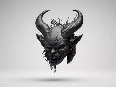 Horned Demon Head 3D Model for Jewelry Pendant Design 3D print model