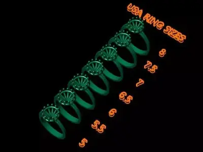 High Detail 8 Prong Cathedral Solitaire Ring Moissanite Diamond 3D print model