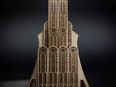ART DECO SKYSCRAPER BUILDING 07 Low-poly 3D model