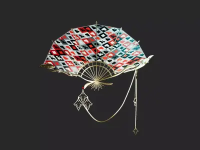 golden war fans model Low-poly 3D model