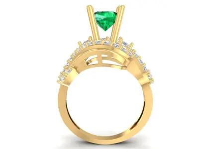 Luxury Emerald Wave Diamond Ring for Women 881 3D print model