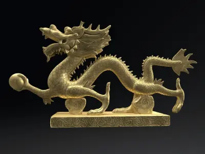 dragon golden statue Free 3D model