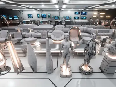 Sci-Fi Furniture and Props Low-poly 3D model