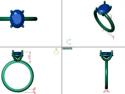 Oval Solitaire Ring Printable model 3dmodel  3D print model