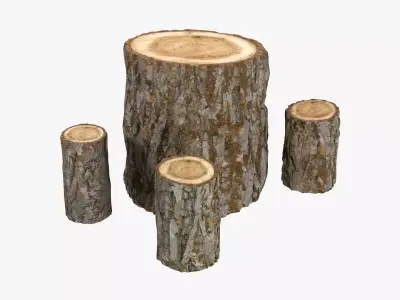 Garden wooden furniture set 01 3D model