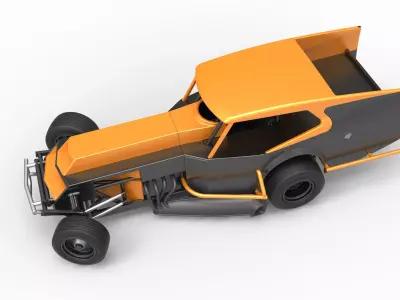 Vintage Dirt Modified stock car V5 while turning Scale 1 to 25 3D print model