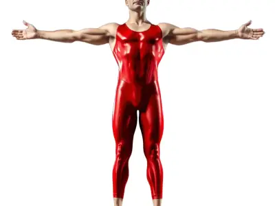 Red Athlete Bodysuit model pack Low-poly 3D model