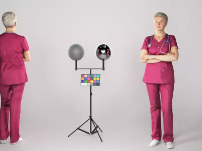 Adult surgical nurse in red uniform 144 Low-poly 3D model