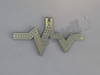 High luxury heart beat pendant with gems 3d model 3D print model