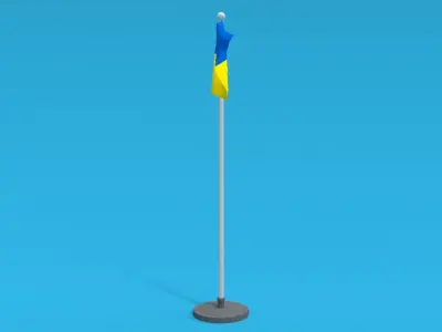 Low Poly Seamless Animated Ukraine Flag Low-poly 3D model