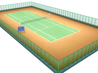 Anime Tennis Court Low-poly 3D model