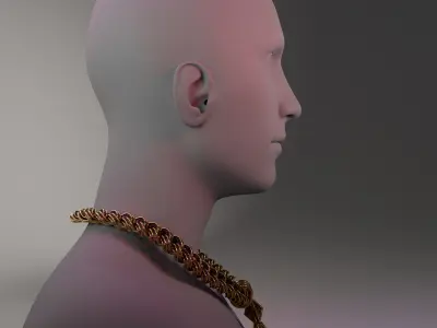 Ethereum Chain Gold Necklace with Geometric Pendant Free low-poly 3D model