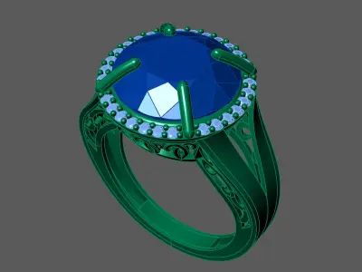 Womens Rings With Stone Ring Ready STL 3DM Models Rings women 3D print model 26