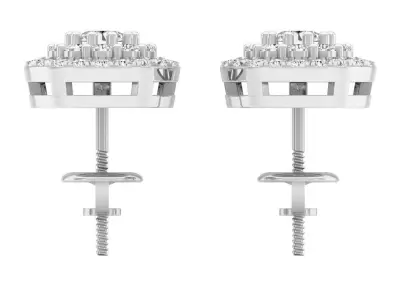 AV 297 White Diamond Ladies Halo Style Stud Earrings 3D print model