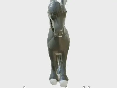 Black Clydesdale Horse 3D Model with Dark Coat Low-poly 3D model
