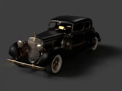Black vintage car   Low-poly 3D model