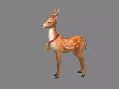 Cartoon sika deer Low-poly 3D model