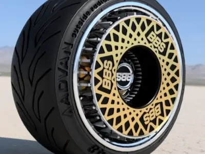 BBS E50 WITH AERO TURBOFAN RIM COVER 17INCH FOR SCALE MODELS 3D print model