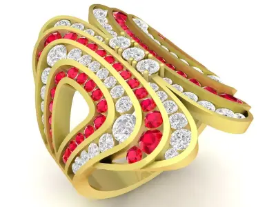 Luxury Geometric Spiral Diamond Ring for Women  3507 3D print model
