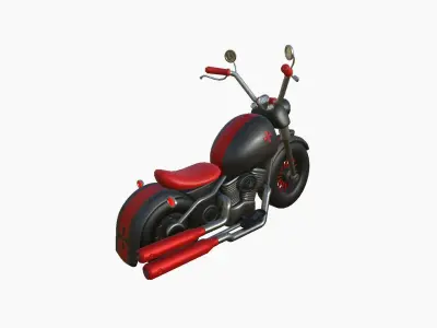Motorcycle Cartoon A17 Black Red - Custom Vehicle Design Low-poly 3D model
