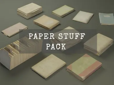 Paper stuff pack Low-poly 3D model