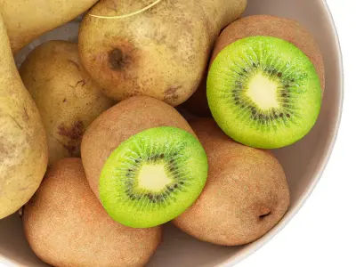 bowl of pearls and kiwi fruit 3D model