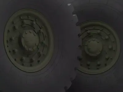 Military wheels with LODs Low-poly 3D model