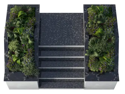 entrance and exit stairs building and yard concrete vase 3D model