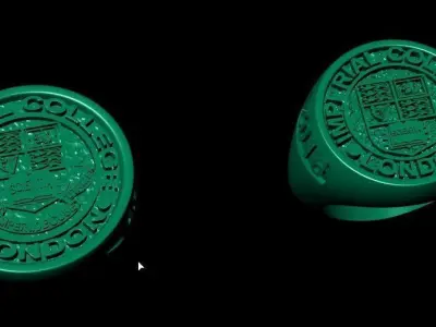 gold imperial London college ring  3D print model