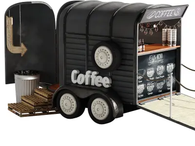 Coffee truck set 3 3D model