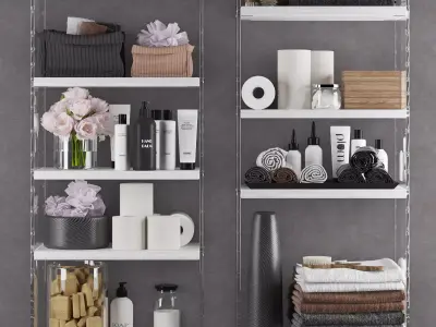 Bathroom set 9 shelf 3D model