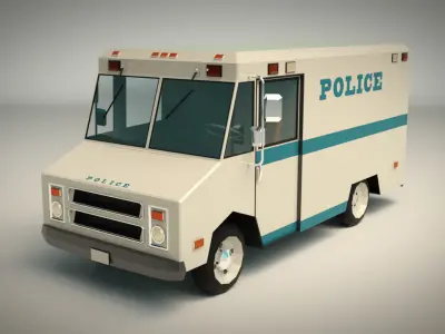 Low Poly Police Van 03 Low-poly 3D model