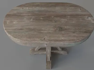 Gerald Pine Oval Dining Table Hand Distressed Brown 3D model