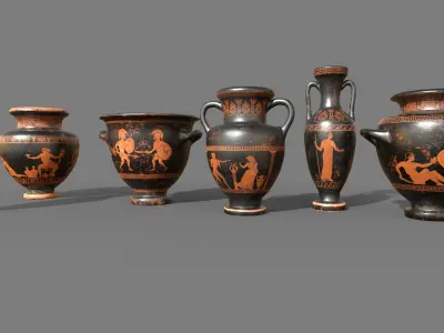 Antique Greek vases Low-poly 3D model Low-poly 3D model
