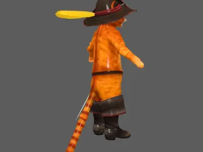 puss lowpoly model pirate cat Low-poly 3D model