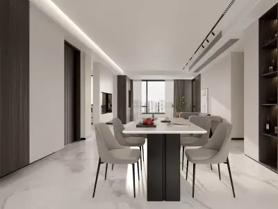 Modern living room dining room interior scenes 524 3D model