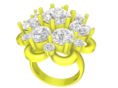 Luxury Floral Cluster Ring 3D Model for Jewelry Casting 4430 3D print model